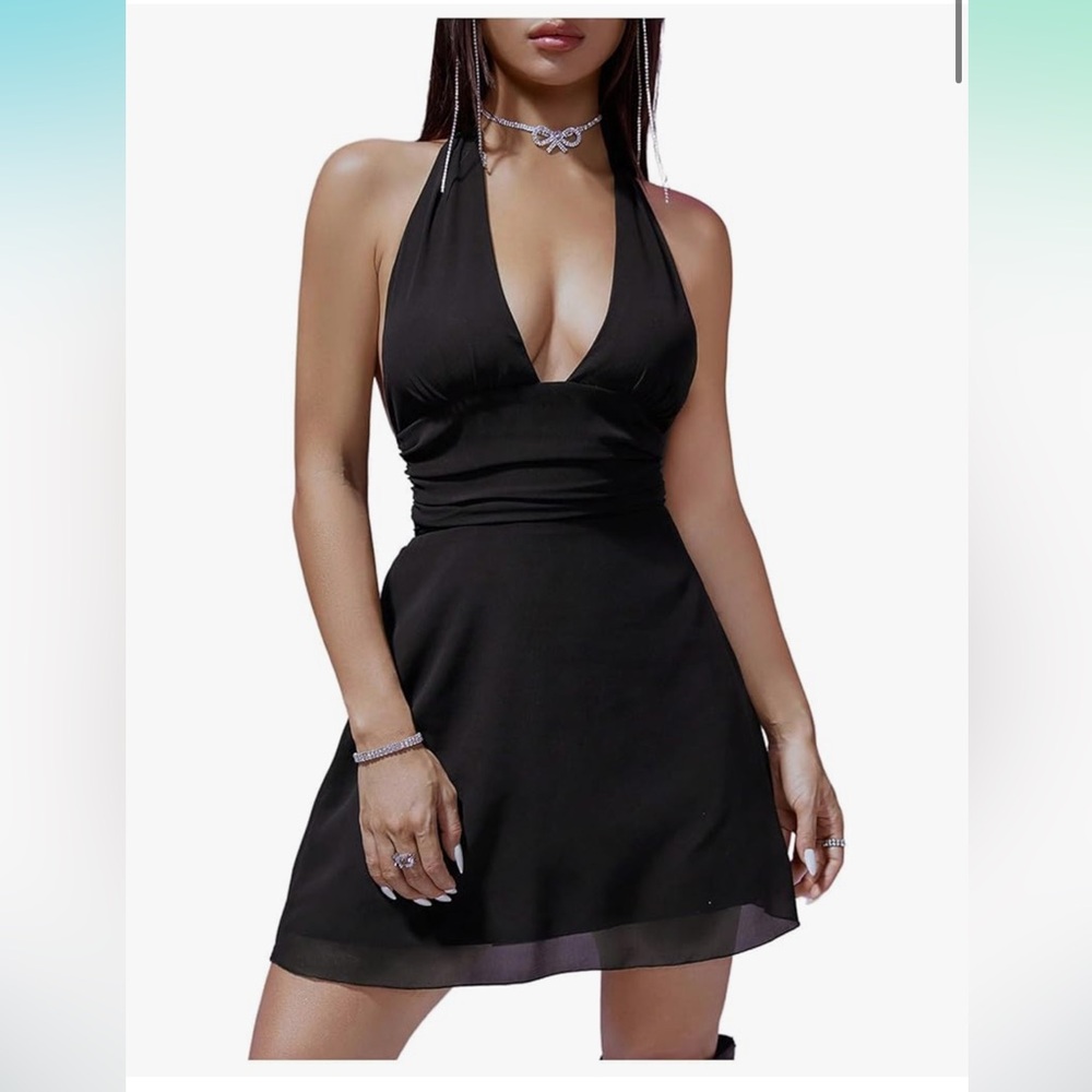 Elegant Black Halter Dress